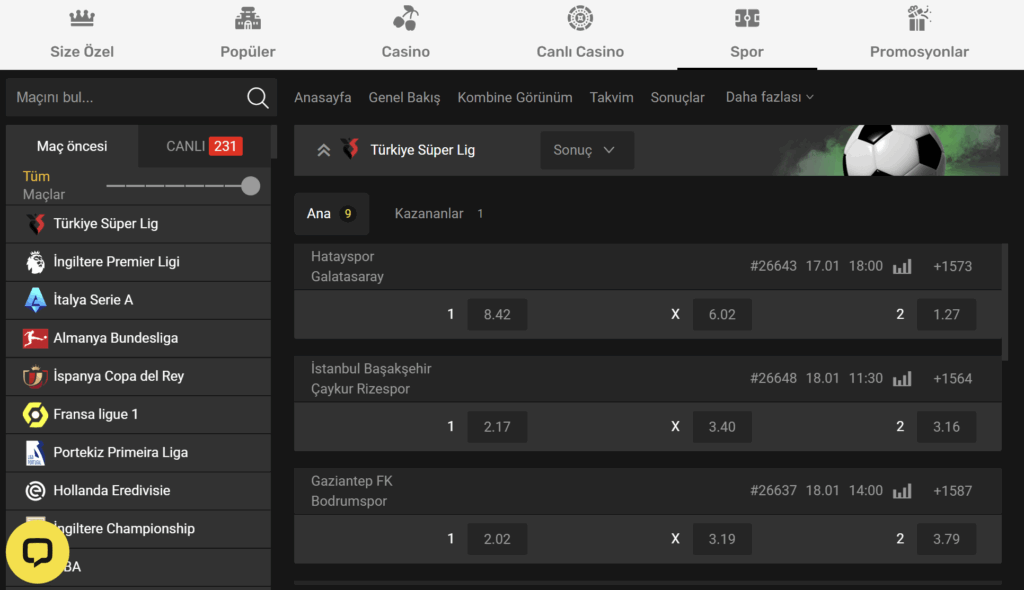 Hipercasino spor bahislerinin önizlemesi